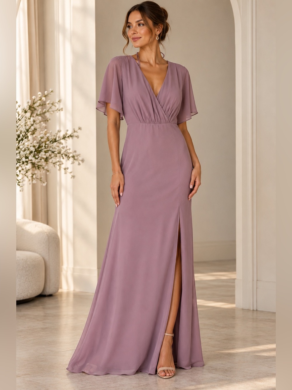 NWT JJ’s House Dusk Chiffon Formal Maxi Dress US 14